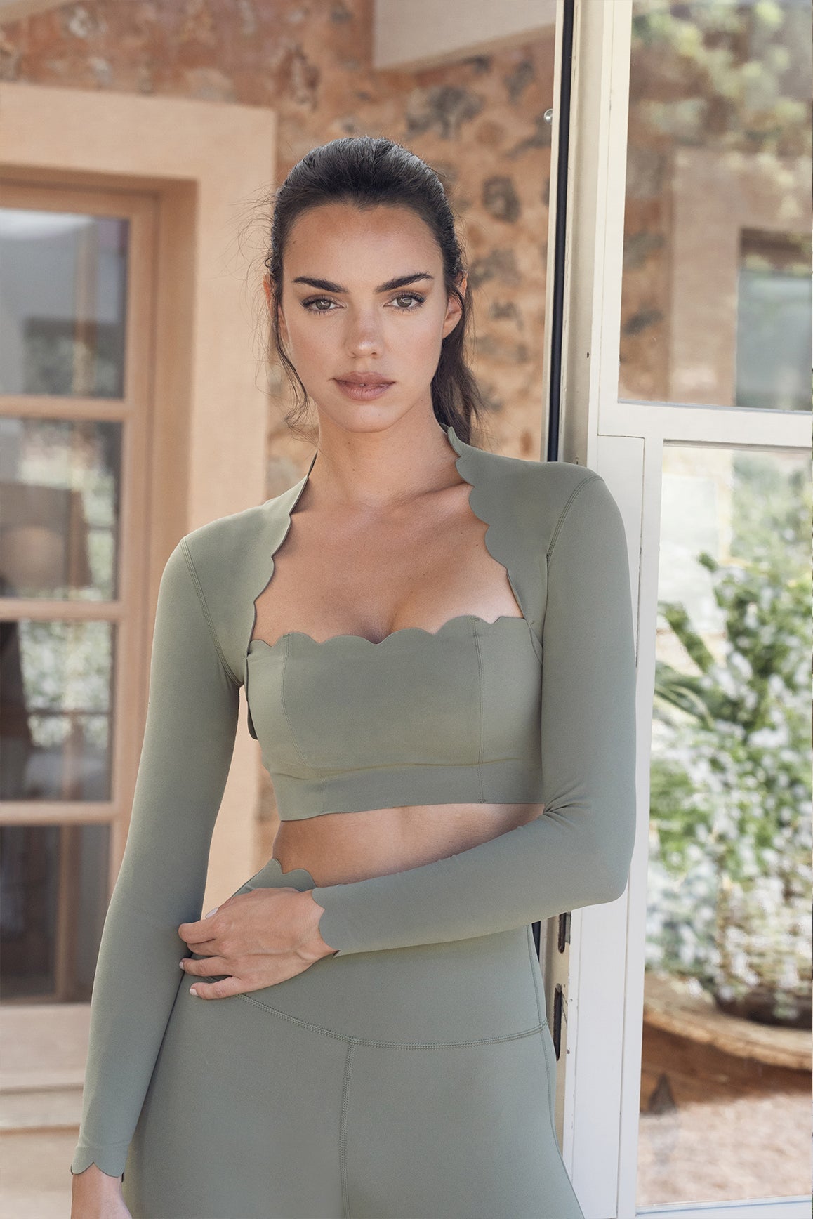 Scallop Cropped Long Sleeve Top - Seldom Seen Styles