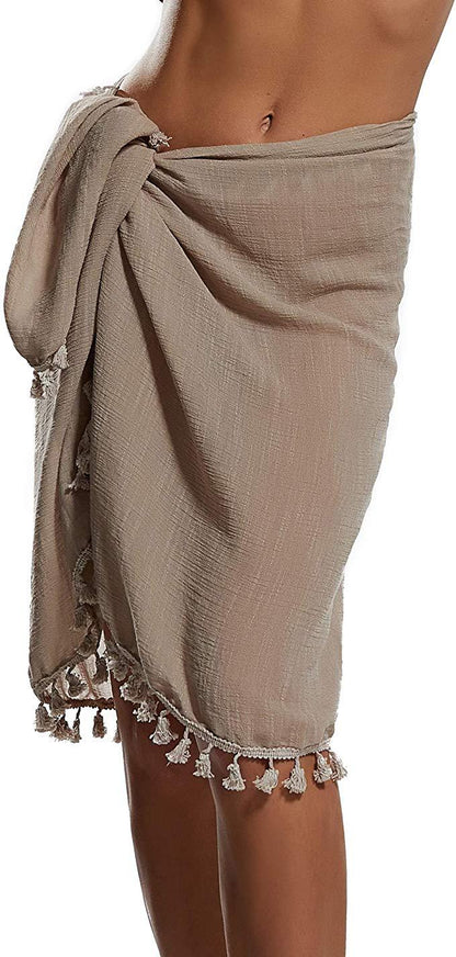 Women Beach Sarong Wraps with Tassels Swimsuit Coverup Summer Bathing Suit Cover Up Casual Swimwear