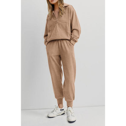 XiaRan Women's 2-Piece Sweatsuits Set Long Sleeve Half Zip Pullover Sweatpants Comfy Outfits