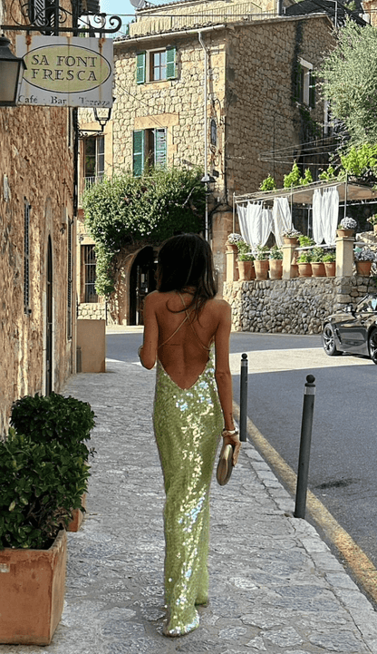 Damen Pailletten Maxikleid Elegant & Blickfang