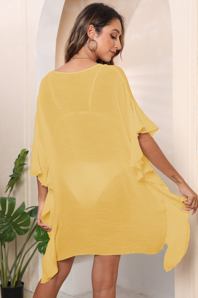 Ruffle Loose Beach Cover Up Dress - Seldom Seen Styles