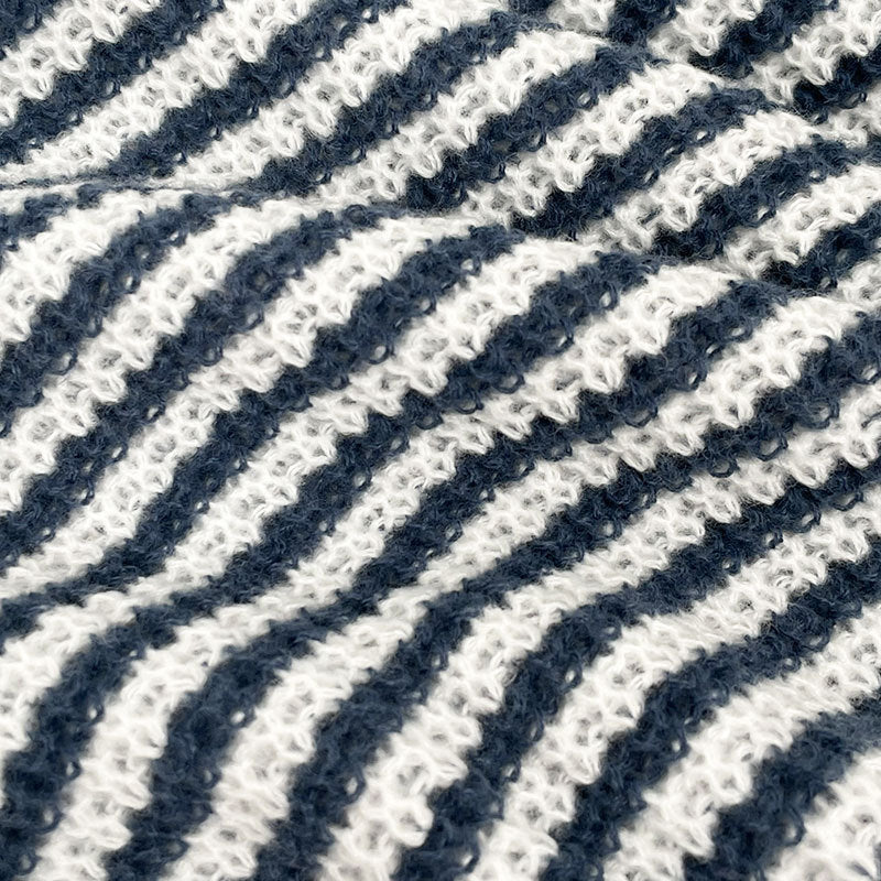 Women's Striped Drop Shoulder Sweater, Y2k Casual Bishop Sleeve Boat Neck Jumper Tops for Daily Outdoor Wear Back To School, Sweaters for Women, Ladies Knitwear for Fall, Fall Outfits, Fallfreshness, Preppy 80s Clothes - Seldom Seen Styles