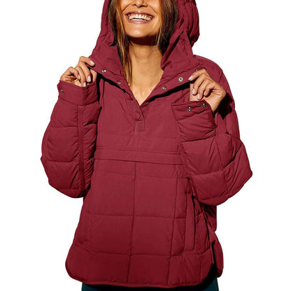 XiaRan Women's Oversized Hooded Puffer Jacket Lightweight Winter Warm Pullover Padded Hoodies Coat