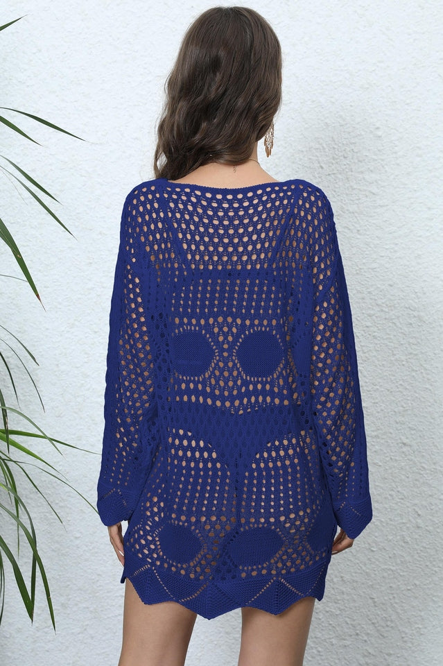Long Sleeve Hollow Out Cover Up - Seldom Seen Styles