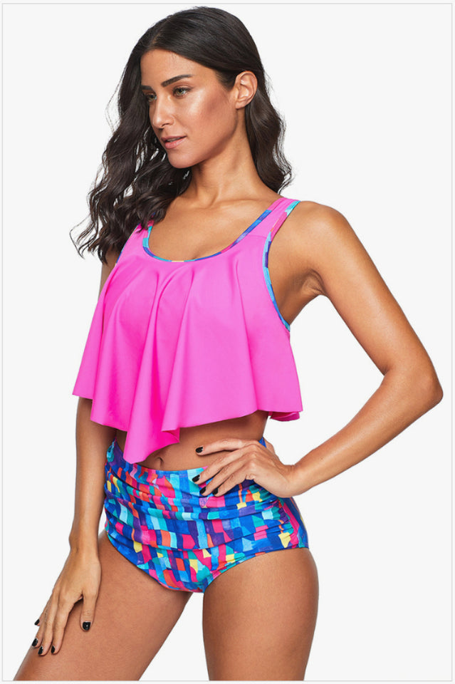 Ruffled High Waist Tankinis - Seldom Seen Styles