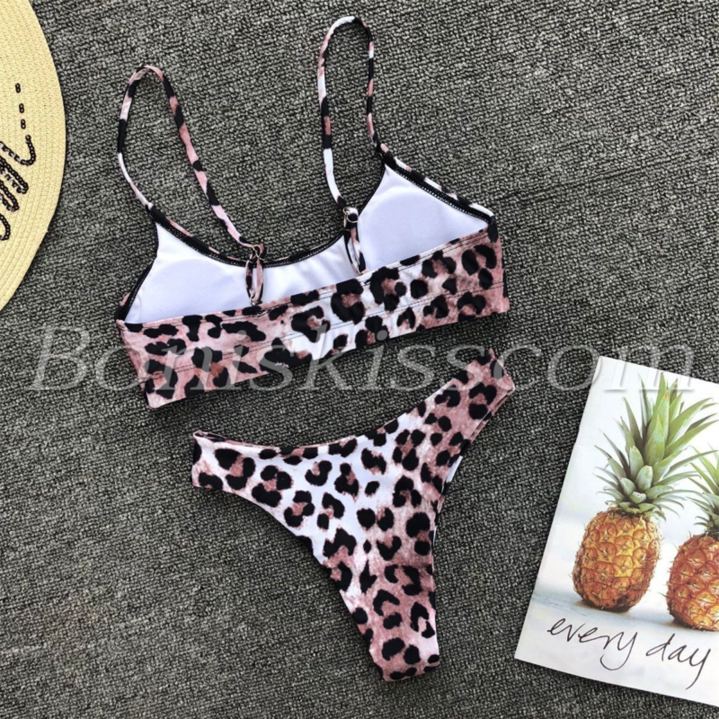 Women&apos;s Sexy Leopard Padded Push-Up Bikini Set Swimsuit Beach Bra Thong Swimwear - Seldom Seen Styles