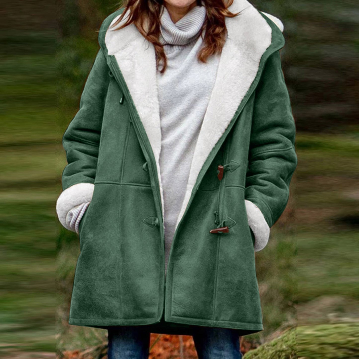 Winter Coat for Women 2024 Plus Size Warm Fleece Lined Jackets Button Down Hooded Parka Peacoat Outerwear with Pocket