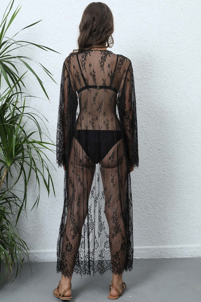 Tied Sheer Cover Up Cardigan - Seldom Seen Styles