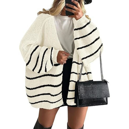 Women's Oversized Cardigan Sweater Fall Long Lantern Sleeve Knit Open Front Lightweight Sweater Knitwear Tops