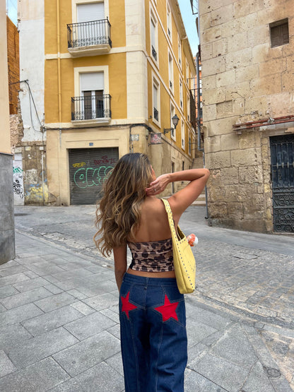 Star jeans with red stars - dark denim