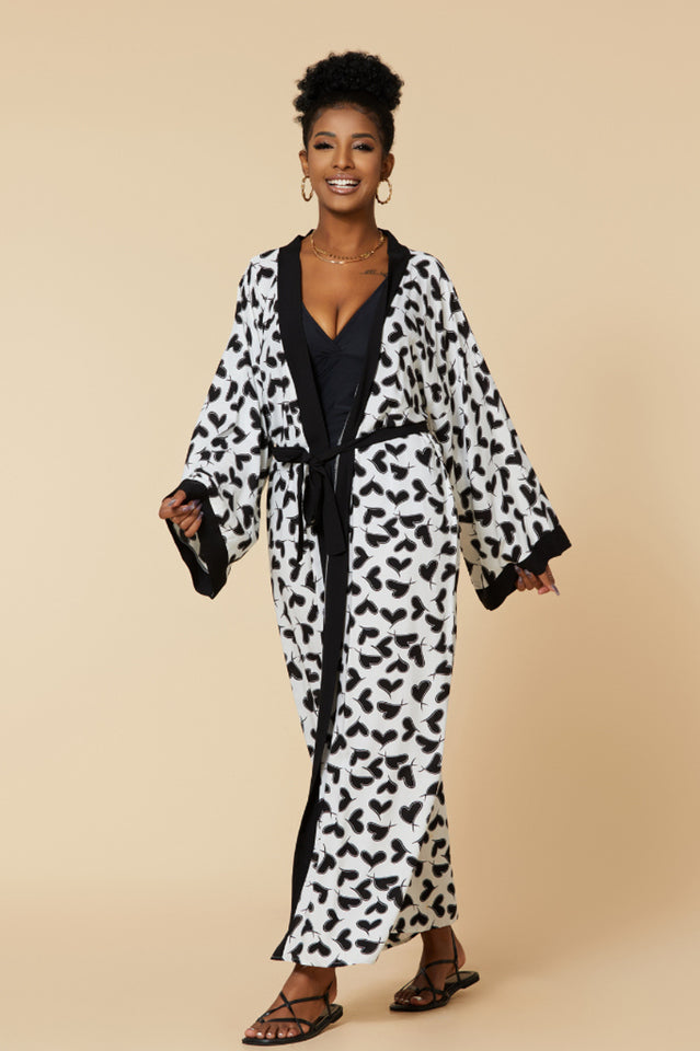Print Belted Kimono Dress - Seldom Seen Styles