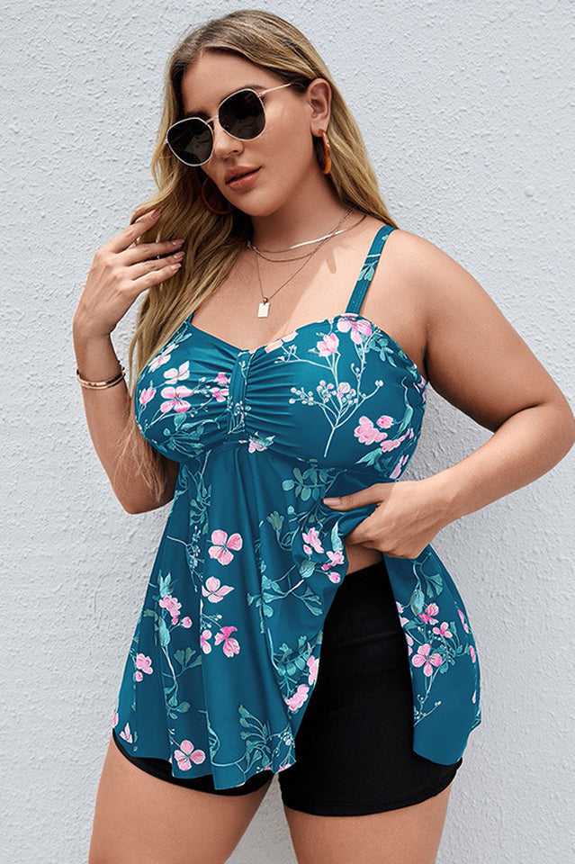 Floral Print Swim Dress With Shorts - Seldom Seen Styles