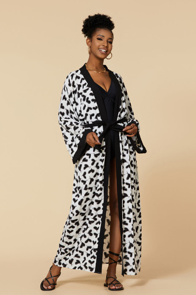 Print Belted Kimono Dress - Seldom Seen Styles