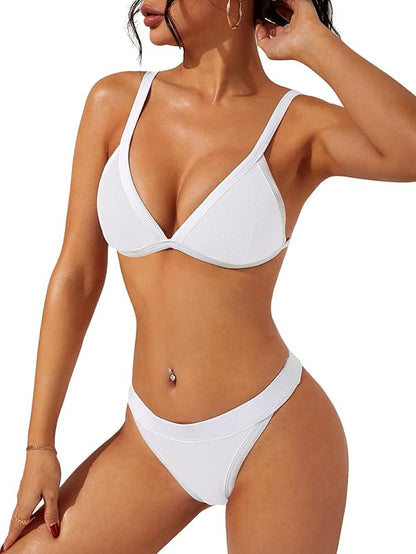 Women's Triangle Bikini Set  Brazilian Sporty Two Piece Swimsuit Cute Bathing Suit - Seldom Seen Styles