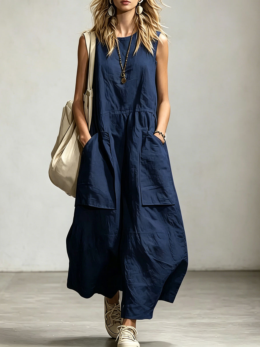 Women's Halter Neck Jumpsuit Deep V Backless Loose Fit Wide Leg Summer Beach Outfit - Seldom Seen Styles