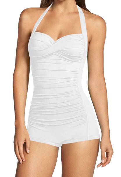 2025 Women's Ruched Boyleg Swimsuit with Push-Up Tummy Control S-XL - Seldom Seen Styles