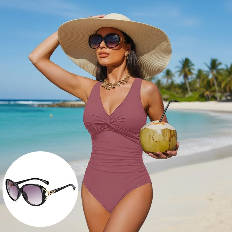 Women's One Piece Swimsuit Tummy Control Ruched Bathing Suit V Neck Slimming Swimwear Beach Vacation Pool Party Plus Size S-2XL Black White Floral Leopard