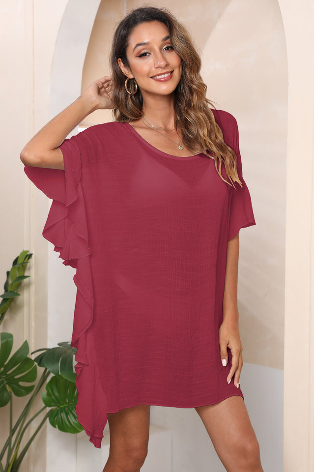 Ruffle Loose Beach Cover Up Dress - Seldom Seen Styles