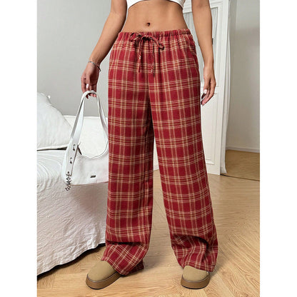 Damenhose mit Buchstaben-Leopardenmuster und geradem Bein, elastische Taille, Y2K-Hose, Unterteil mit Taschen