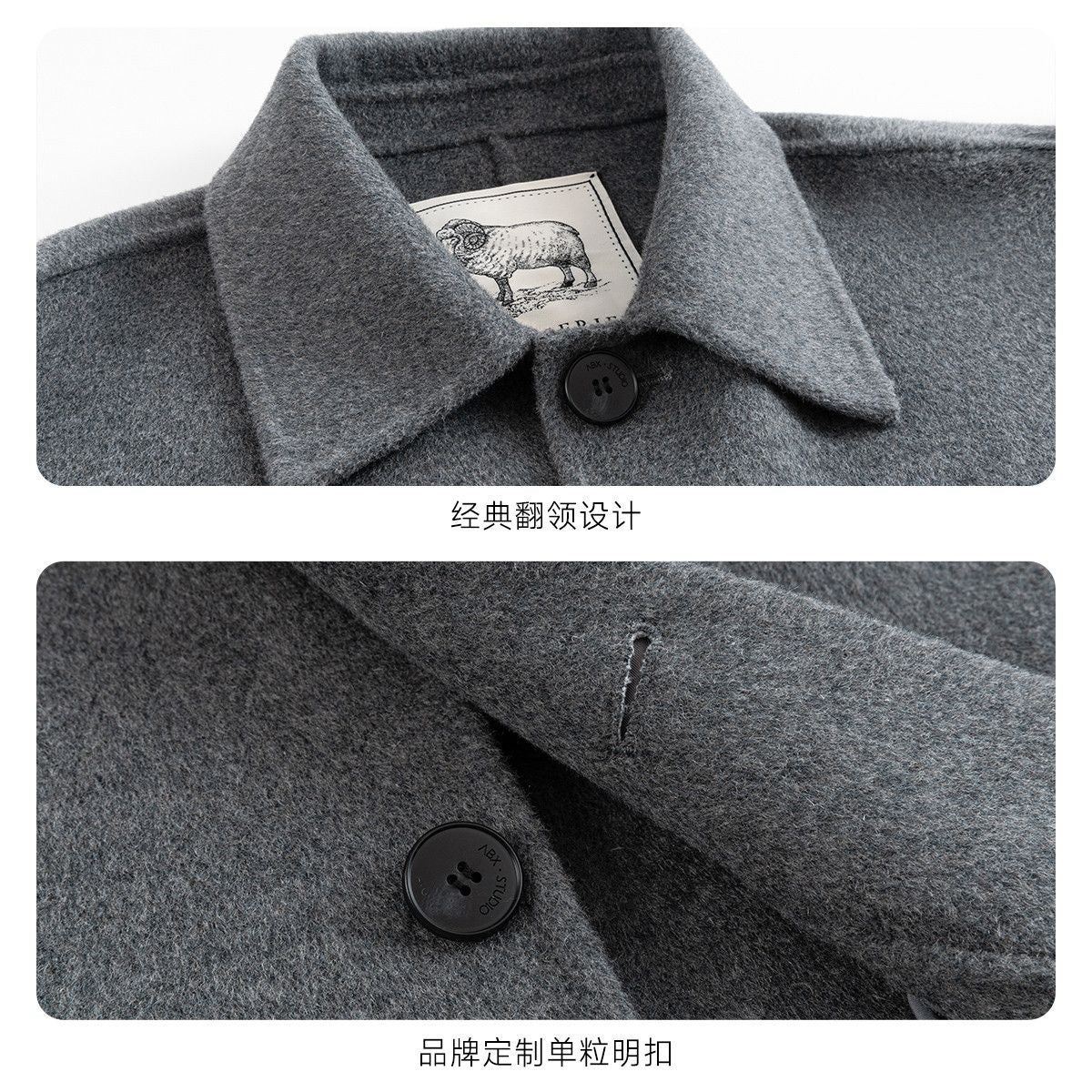 [100 all-wool double-sided woolen coat] Autumn and winter classic Balmacan medium and long coat woolen coat