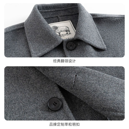 [100 all-wool double-sided woolen coat] Autumn and winter classic Balmacan medium and long coat woolen coat