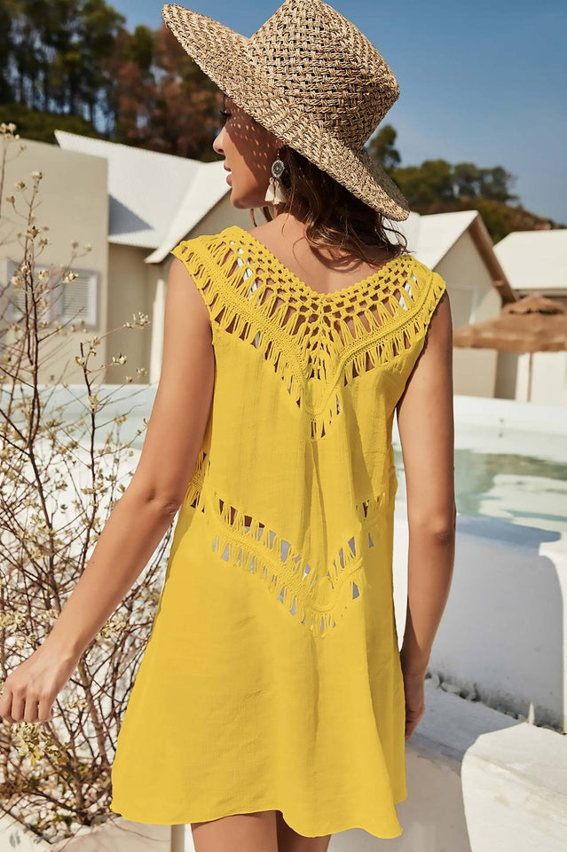Openwork Sleeveless Cover-Up Dress - Seldom Seen Styles