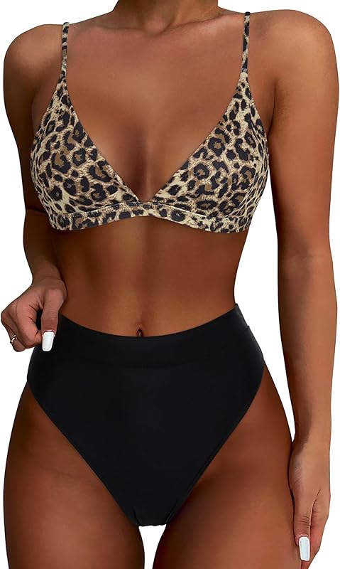 Women High Waisted High Cut Bikini Set Sexy Triangle Two Piece Swimsuits - Seldom Seen Styles