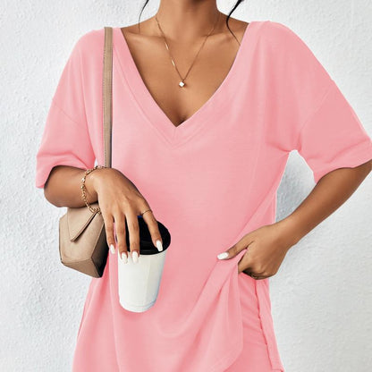 Summer Comfy Women's Loungewear  2 Piece Outfits Tshirt Oversized Short Sleeve Tracksuit Beach Cover Up Shorts Set S-XXL Casual Fabric Breathable Womenswear Loose Matching