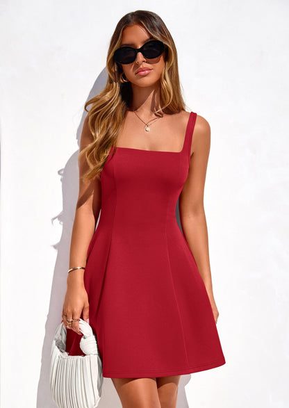 PRETTYGARDEN Robes d'été pour femmes sans manches coupe trapèze décontractées professionnelles robes courtes de soirée cocktail de printemps