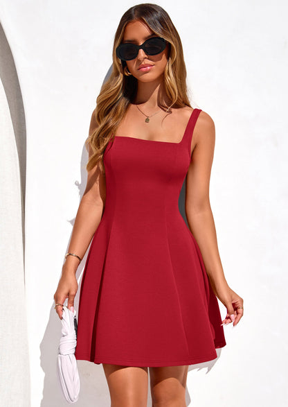 PRETTYGARDEN Robes d'été pour femmes sans manches coupe trapèze décontractées professionnelles robes courtes de soirée cocktail de printemps