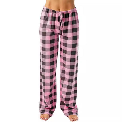Women's Plaid Pyjama Bottoms Fleece Checked Pjs Pants Soft Drawstring Lounge Sleepwear for Ladies Women Sleep Bottoms for Fall & Winter
