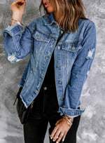 Vestes en jean décontractées pour femmes, style boyfriend délavé, non extensible, effet usé, revers déchiré, manches longues, vêtements d'extérieur, hauts, tenues printemps 2025, Dealsforyoudays