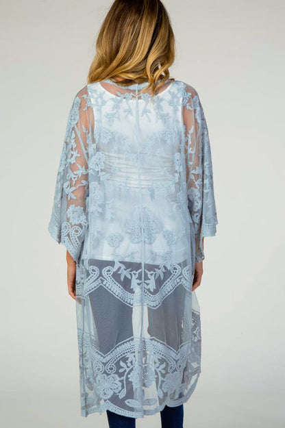 Hollow Out Lace Kimono Cover Up