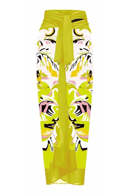 Ensemble maillot de bain une pièce et jupe 3D fleur