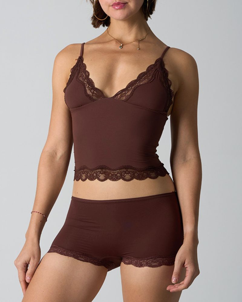 Lace Trim Cami And Short Set