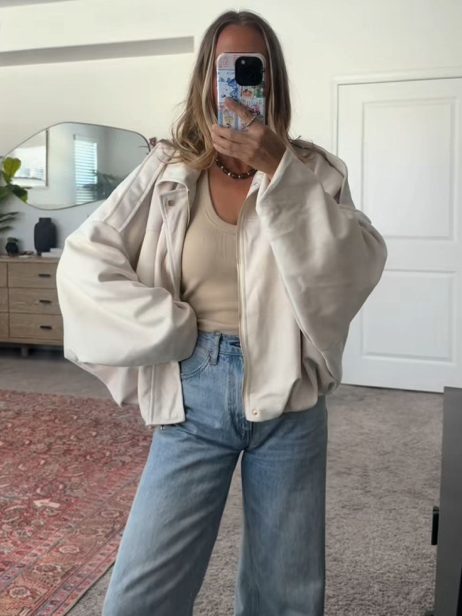 Cozy Touch Oversized Bomber Jacket - Seldom Seen Styles