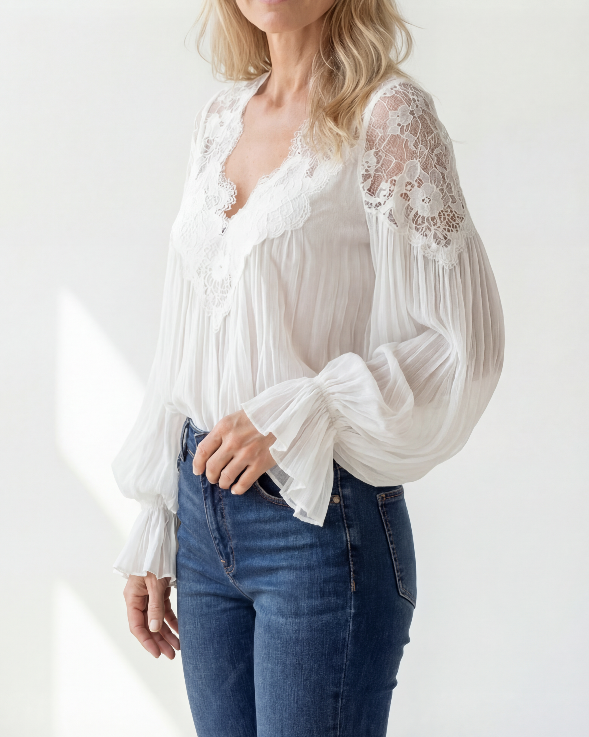 Lace V Neck Blouse - Seldom Seen Styles