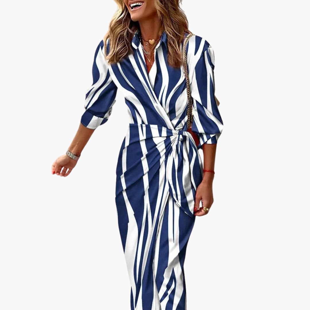 Striped Shirt Dress – Women's Maxi Dress Made of Cotton - Seldom Seen Styles