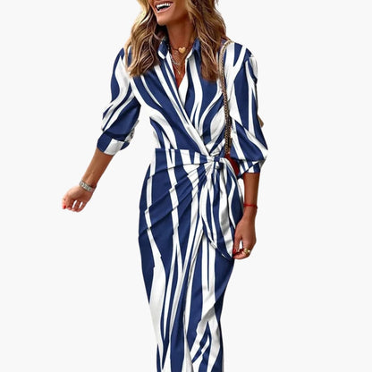 Gestreiftes Hemdkleid – Damen-Maxikleid aus Baumwolle