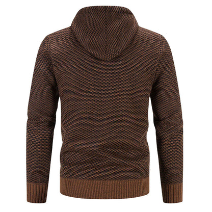 Men's Fleece Clothes Knit Cardigan Jumper Hooded Jackets Brown Sweaters Warm Harajuku Coat