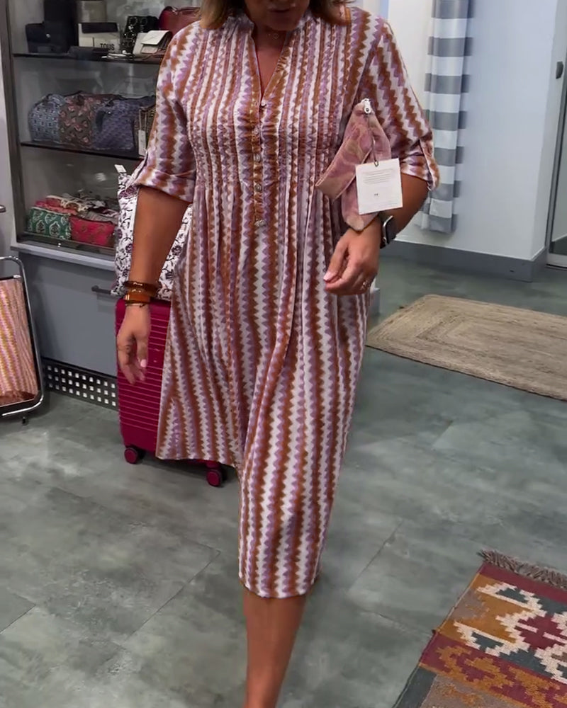 Shirt Dresses for Women Casual Long Sleeve Button Down Loose Striped Cotton Maxi Shirt Dress - Seldom Seen Styles