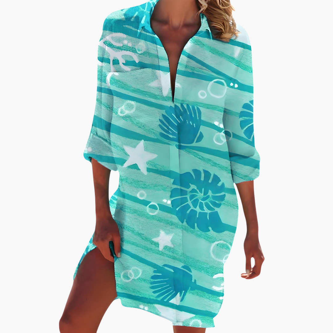 Women's Shirt Dress with Long Sleeves and Button Placket - Seldom Seen Styles