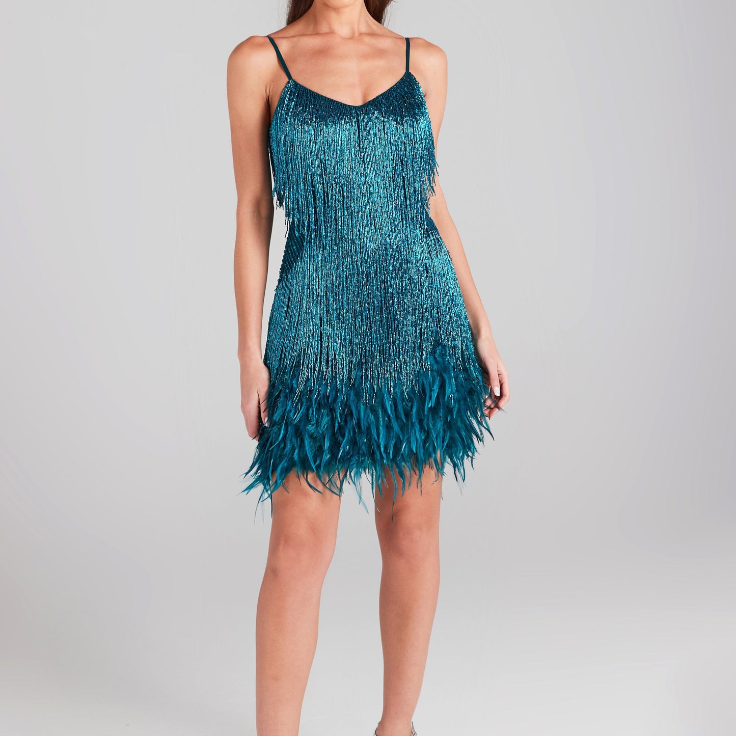 Sleeveless Fringed Sequin Feathered Mini Dress - Seldom Seen Styles