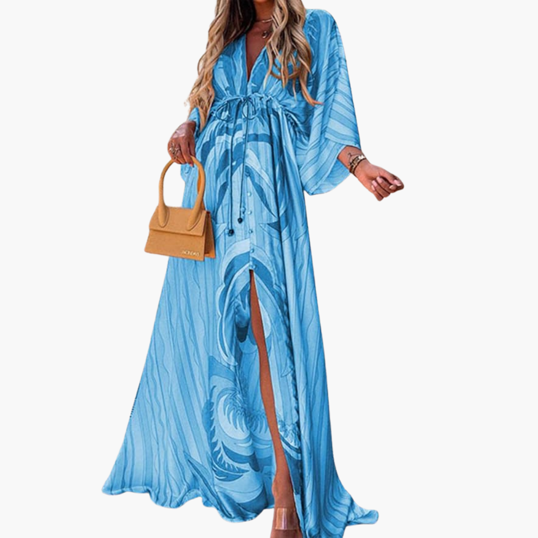 Colorful Summer Dress - Women's Maxi Dress with Floral Print - Seldom Seen Styles