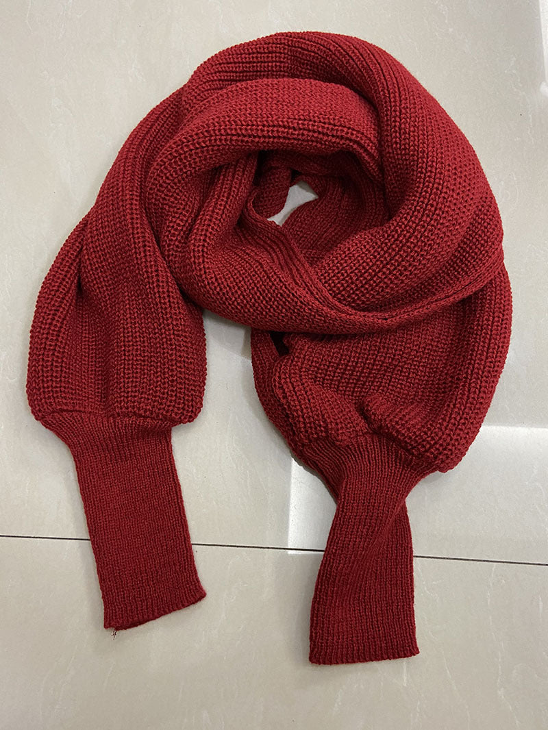 V-Shaped Cross off-Shoulder Knitted Sexy Pullover Sweater Scarf