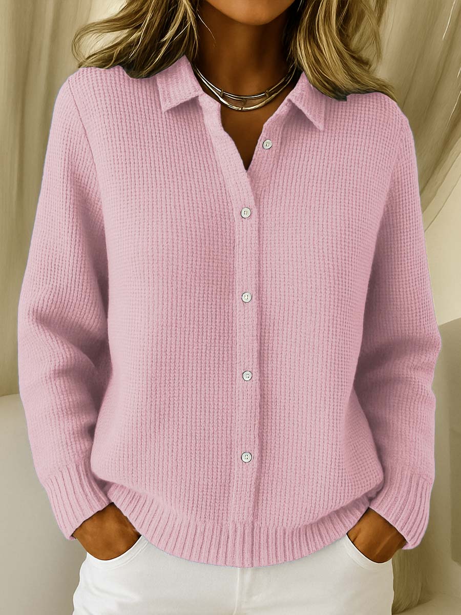 Molly - Chic Shirt Collar Cardigan with Long Sleeves - Seldom Seen Styles