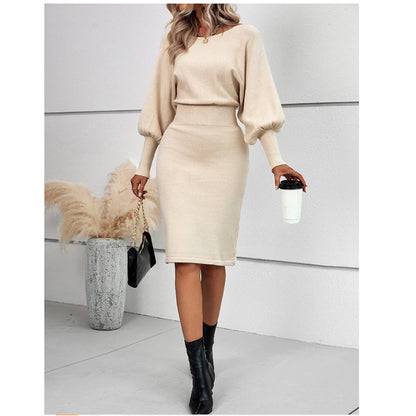 Autumn Winter Sexy Solid Color Hip Dress