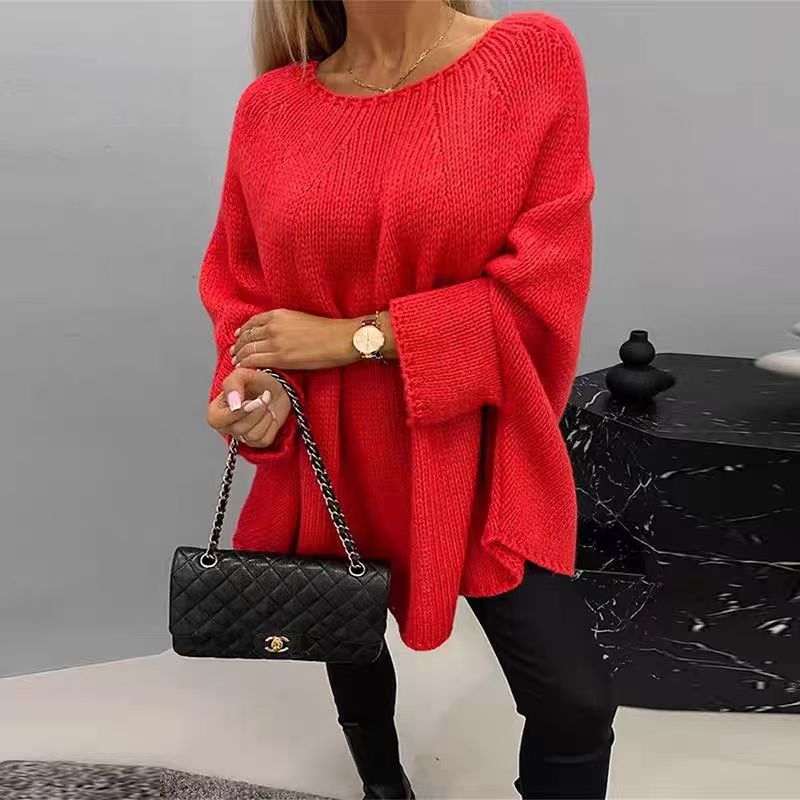 2024Amazon Autumn and Winter New Europe and America Cross Border Sweater Women's Cape Poncho Fashionable Knitted Shawl Sweater