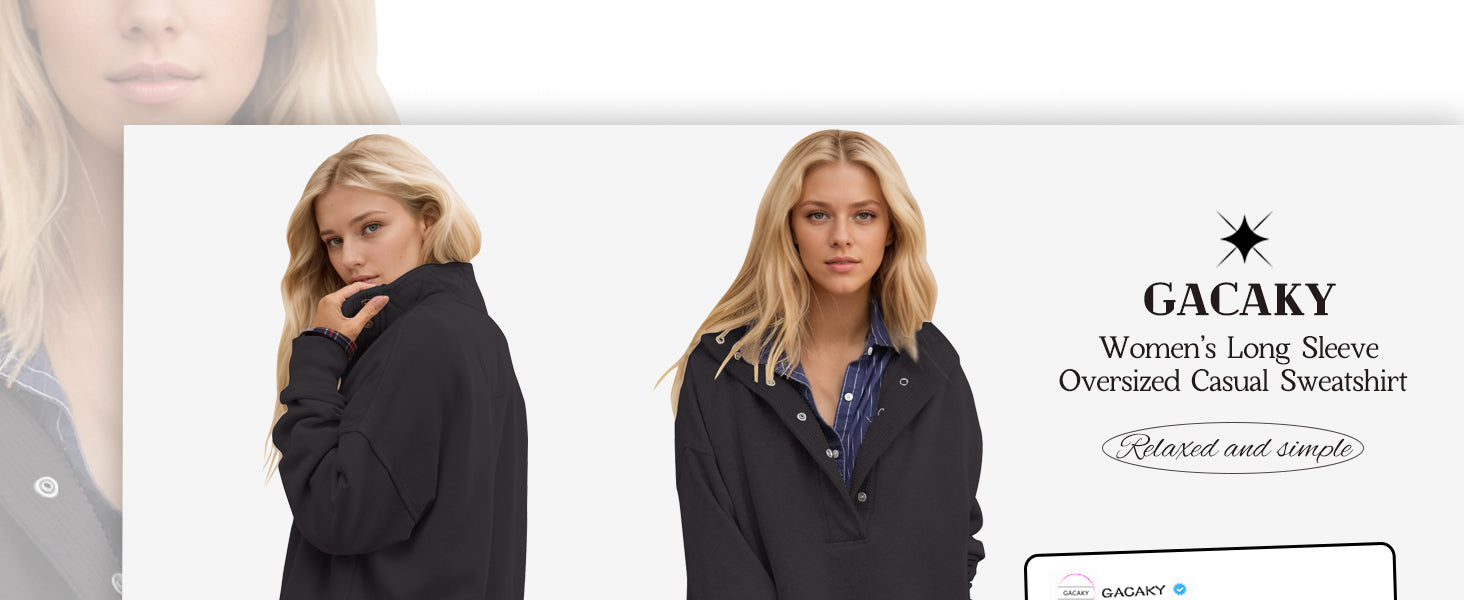 Sweatshirt for Women Oversized Casual Long Sleeve Button Henley Neck Pullover Tops Fashion Outfits Clothes - Seldom Seen Styles