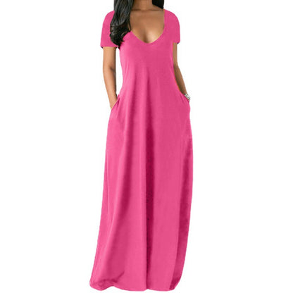 Robe de détente unie à poches pour femme, robe longue basique décontractée et confortable à manches longues, idéale au quotidien, vêtements de nuit pour toutes les saisons, tenue de détente, élégante, chemise de nuit pour femme, vêtements de nuit 